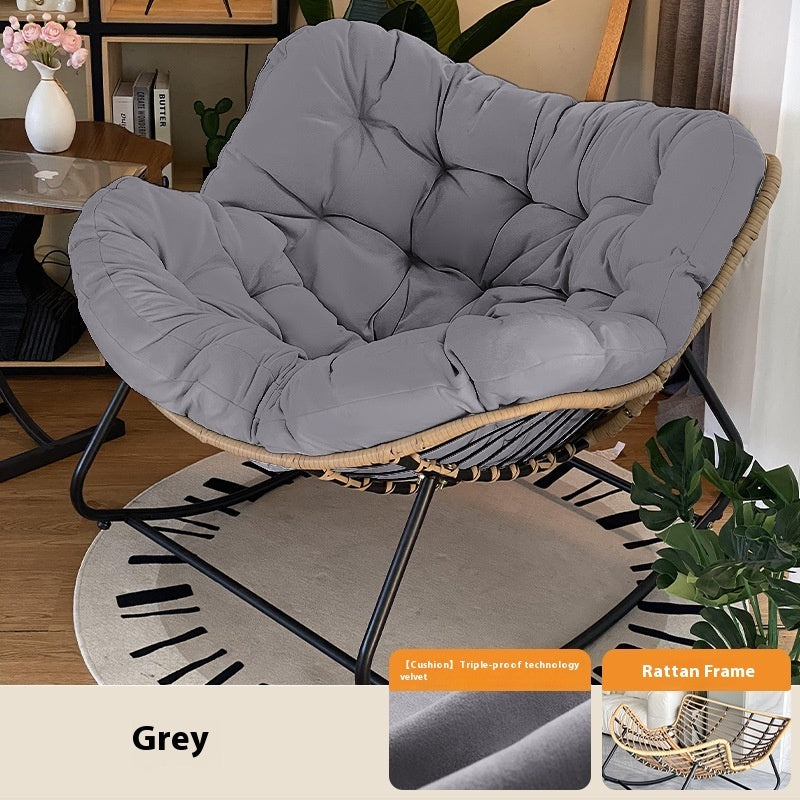 Reclinable Iron Double Rocking Chair,Giant Patio Rocking Chair, Indoor Outdoor Egg Freestyle Chair with Cushion and Frame Comfortable Upholstered Rocking Chair, Modern Lounge Chair for, Garden, Backyard, Home Improvements