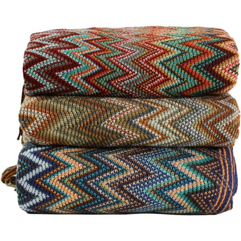 Bohemian Knitted Sofa Blanket – Cozy & Stylish
