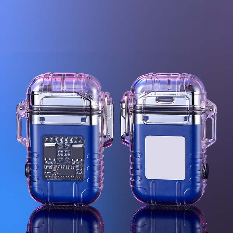 Transparent Shell Double Arc Lighter Waterproof And Windproof Outdoor Lighter Lighting Multi-purpose Electronic Cigarette Lighter