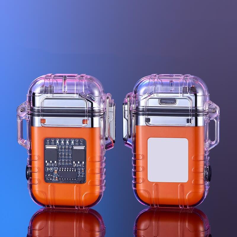 Transparent Shell Double Arc Lighter Waterproof And Windproof Outdoor Lighter Lighting Multi-purpose Electronic Cigarette Lighter