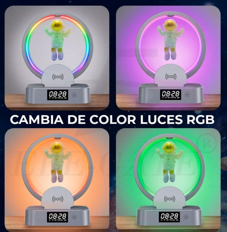 Bluetooth Speaker Alarm Clock With RGB Light And Stand With 15W Wireless Charger For Phone