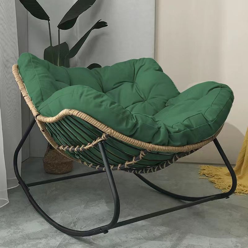 Reclinable Iron Double Rocking Chair,Giant Patio Rocking Chair, Indoor Outdoor Egg Freestyle Chair with Cushion and Frame Comfortable Upholstered Rocking Chair, Modern Lounge Chair for, Garden, Backyard, Home Improvements