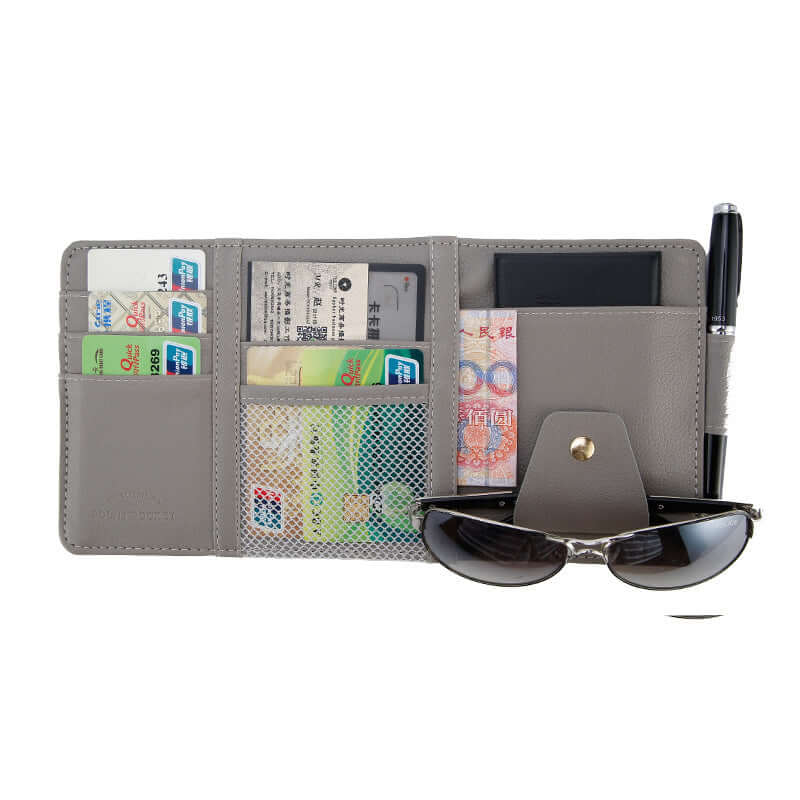 PU Leather Car Sun Visor Organizer – Multi-Functional Storage Clip