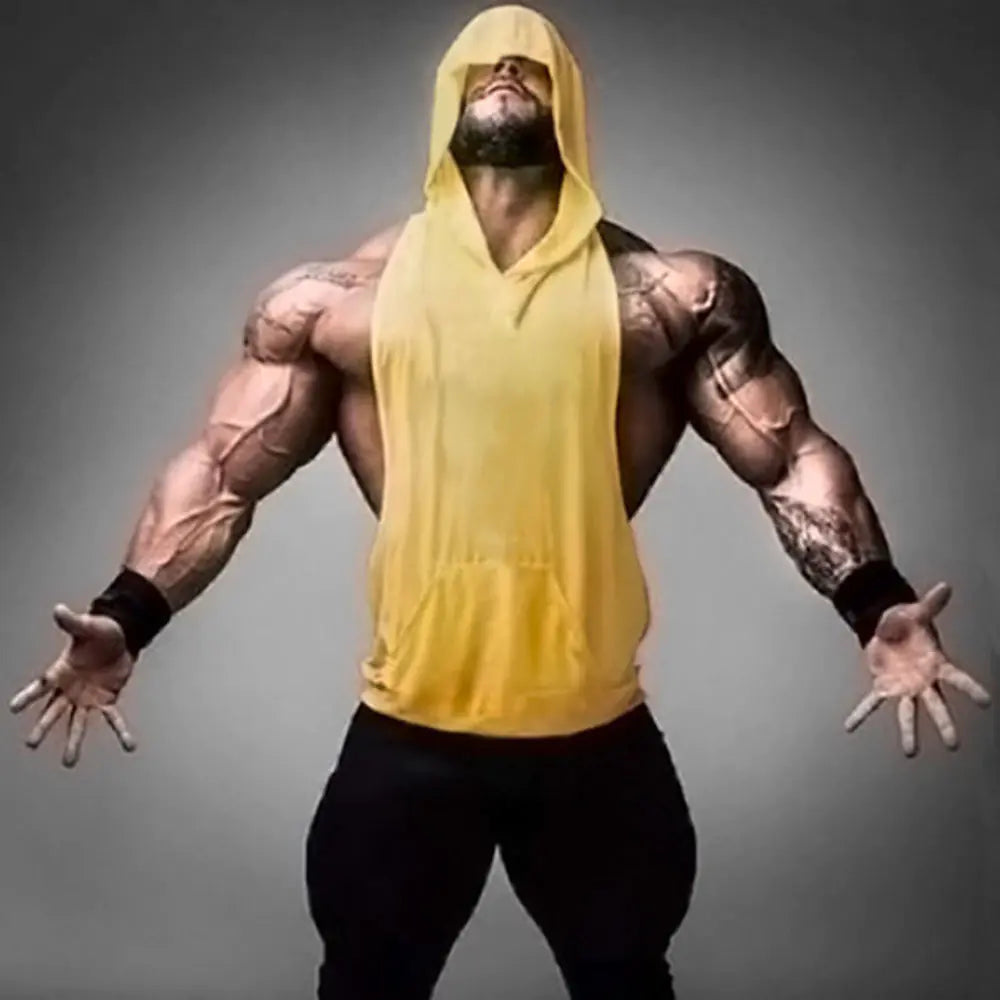 Men's Cotton Sleeveless Hoodie - European Fitness Style