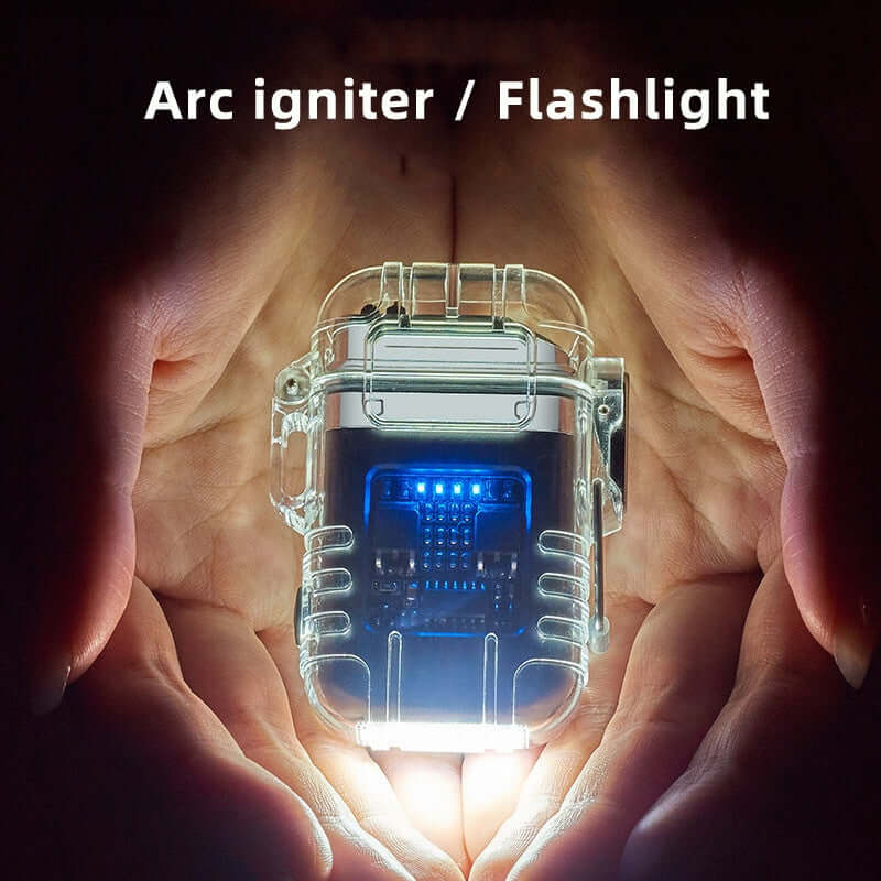 Transparent Shell Double Arc Lighter Waterproof And Windproof Outdoor Lighter Lighting Multi-purpose Electronic Cigarette Lighter