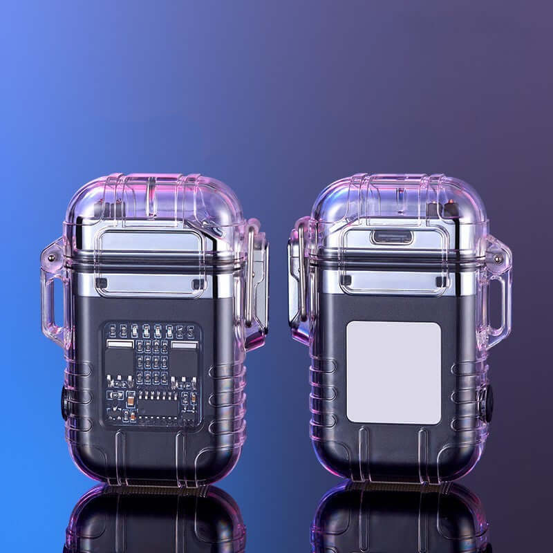 Transparent Shell Double Arc Lighter Waterproof And Windproof Outdoor Lighter Lighting Multi-purpose Electronic Cigarette Lighter