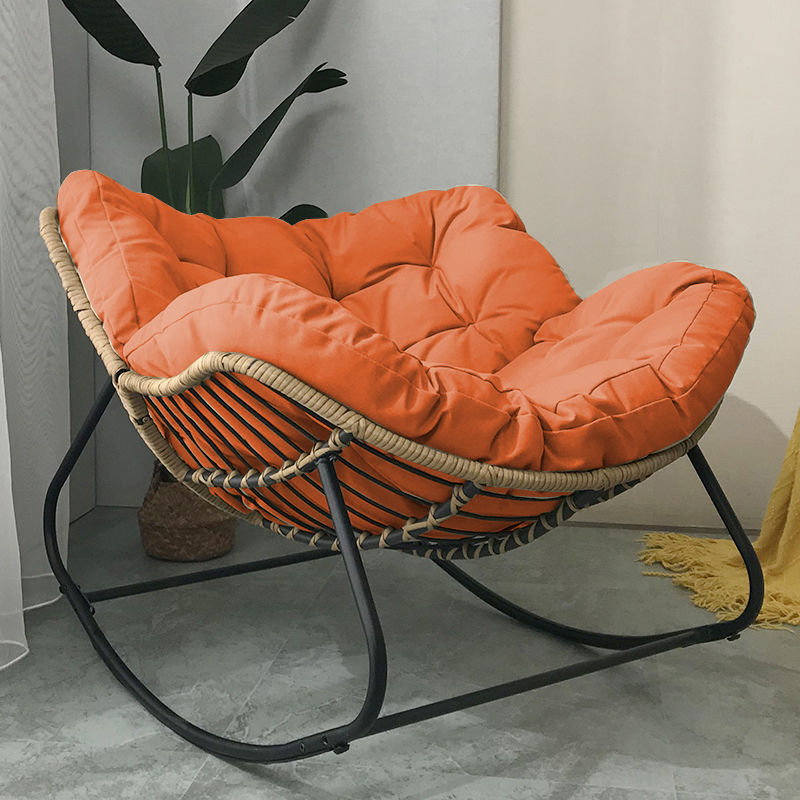 Reclinable Iron Double Rocking Chair,Giant Patio Rocking Chair, Indoor Outdoor Egg Freestyle Chair with Cushion and Frame Comfortable Upholstered Rocking Chair, Modern Lounge Chair for, Garden, Backyard, Home Improvements