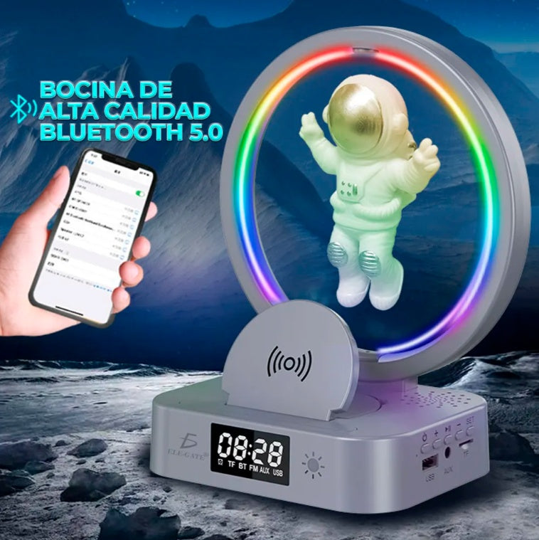 Bluetooth Speaker Alarm Clock With RGB Light And Stand With 15W Wireless Charger For Phone
