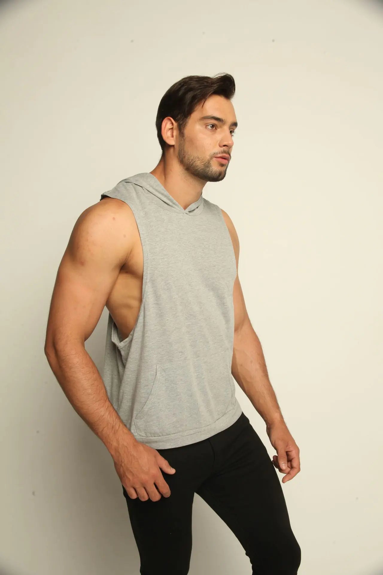 Men's Cotton Sleeveless Hoodie - European Fitness Style