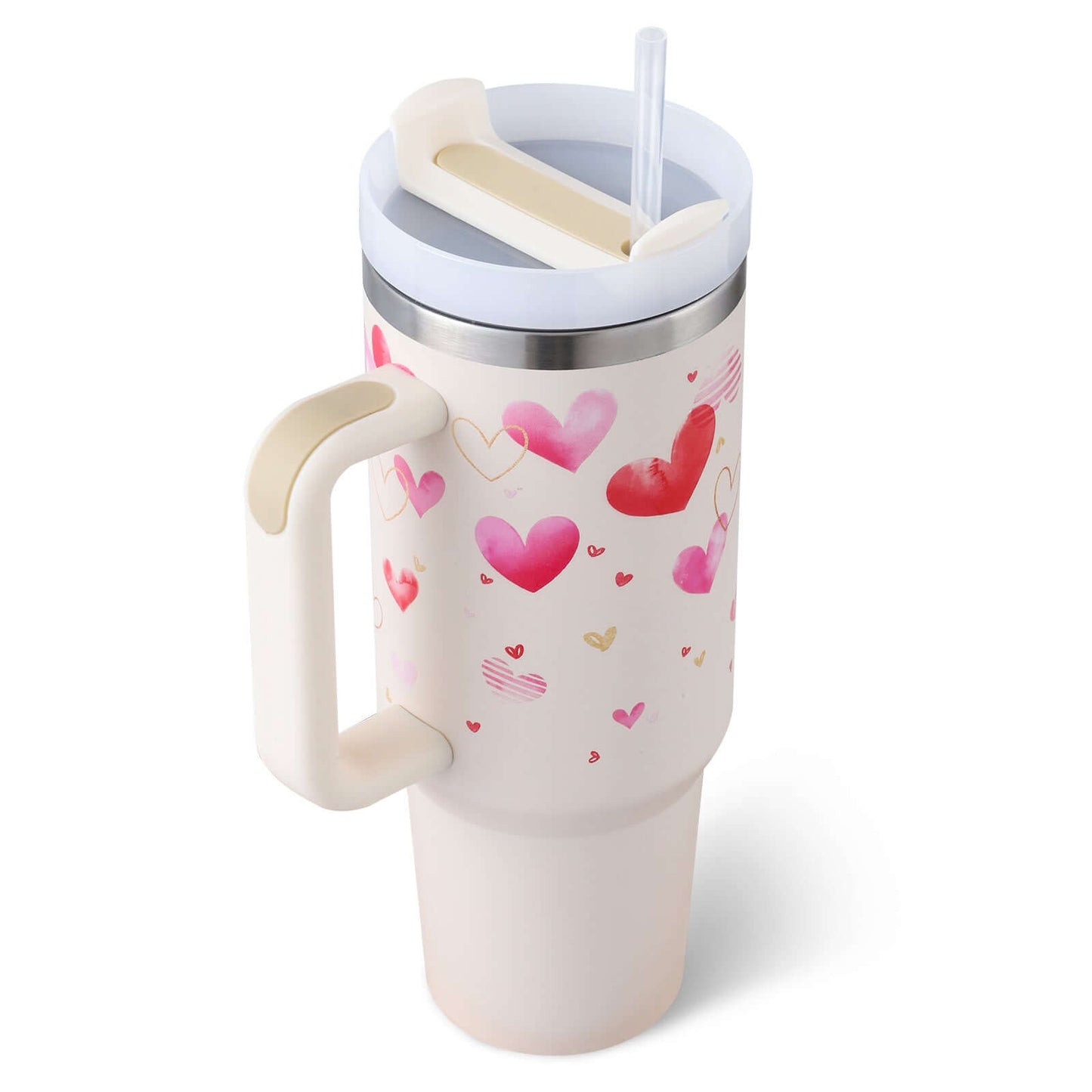 40oz Insulated Tumbler with Handle & Straw – Hot & Cold Drinkware
