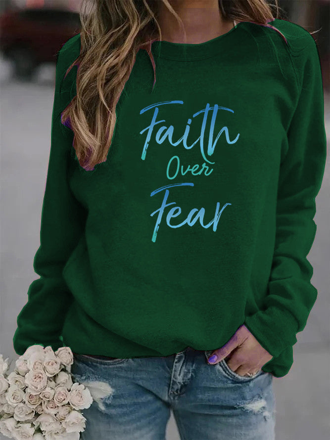 Women's Printed Crew Neck Sweater Top
