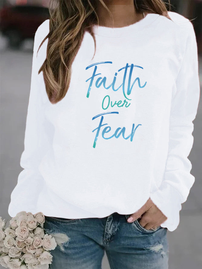 Women's Printed Crew Neck Sweater Top