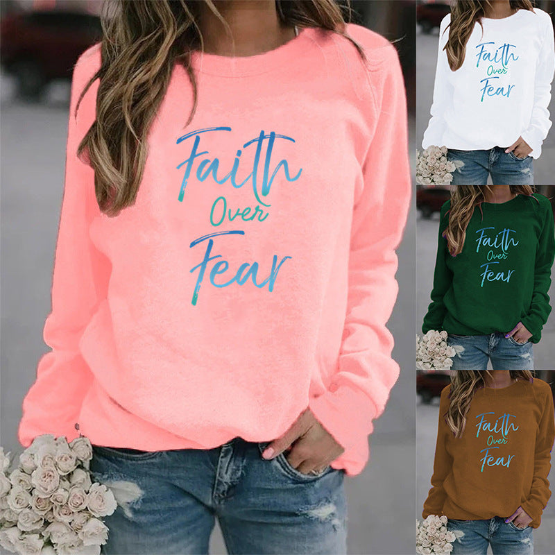 Women's Printed Crew Neck Sweater Top