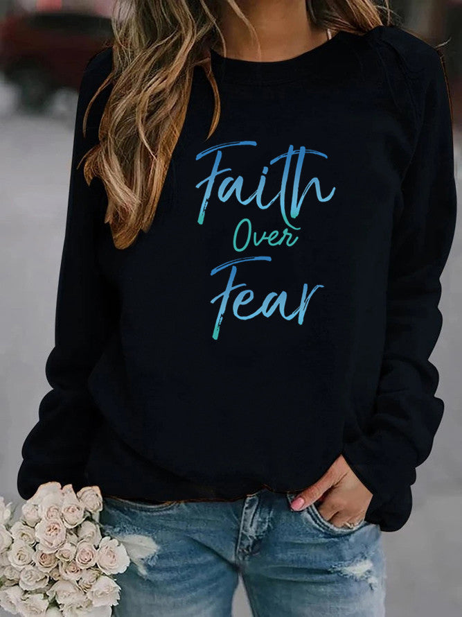 Women's Printed Crew Neck Sweater Top