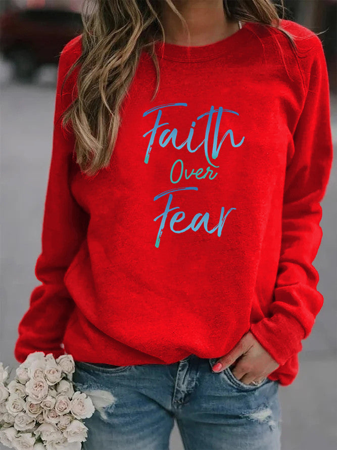 Women's Printed Crew Neck Sweater Top