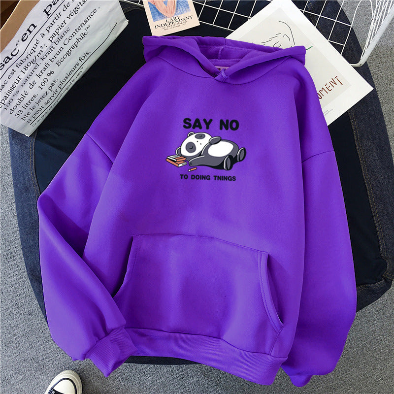 Hooded Plus Fleece Panda Sweater Women's Casual Loose Top