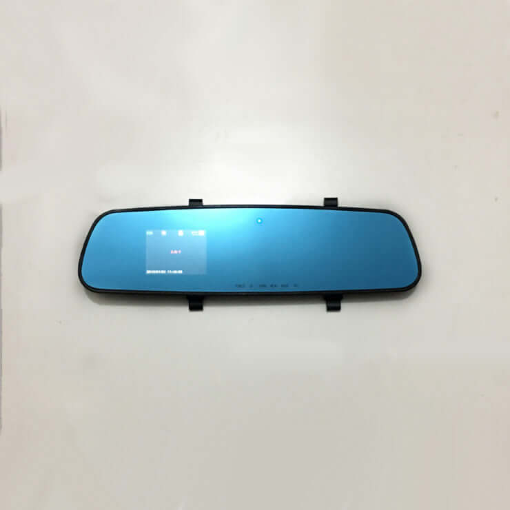 1080P HD rearview mirror driving recorder with a blue reflective surface and digital display features