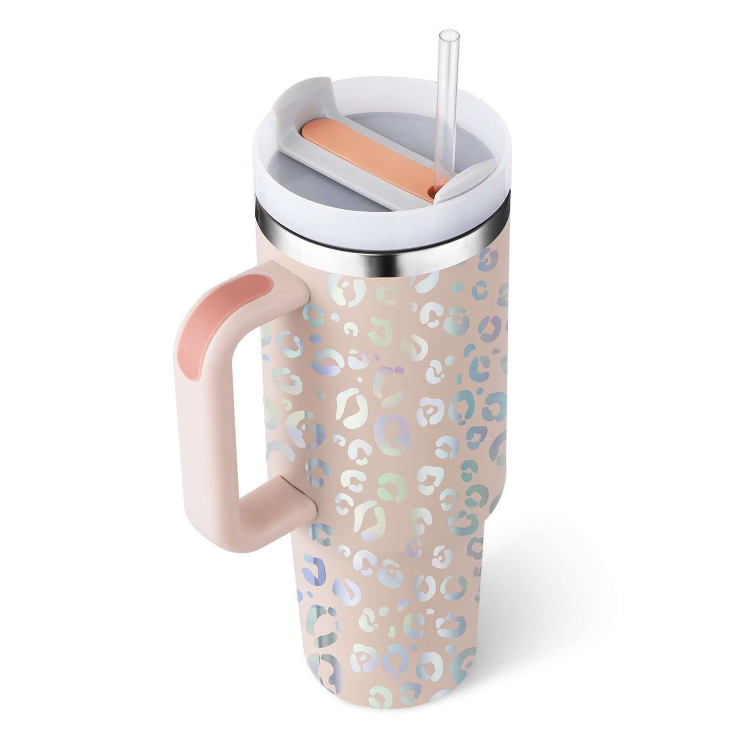 40oz Insulated Tumbler with Handle & Straw – Hot & Cold Drinkware