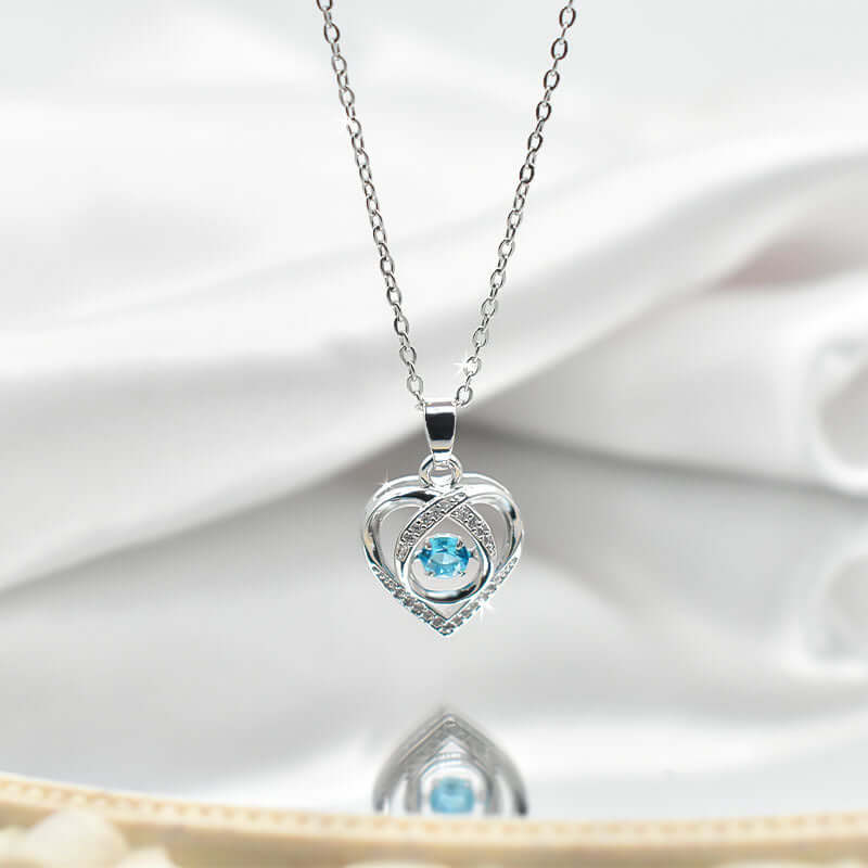 Fashion Dancing Love Necklace With Rhinestones Personality Creative Clavicle Chain Heart-shaped Necklace For Valentine's Day Gift