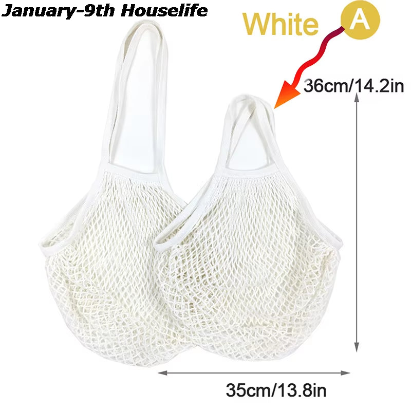 Reusable Grocery Produce Bags Cotton Mesh Ecology Market String Net Tote Bag Kitchen Fruits Vegetables Hanging Bag Home