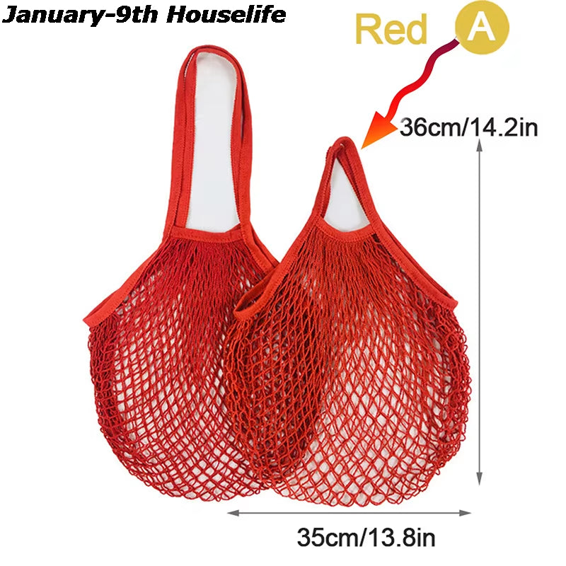 Reusable Grocery Produce Bags Cotton Mesh Ecology Market String Net Tote Bag Kitchen Fruits Vegetables Hanging Bag Home