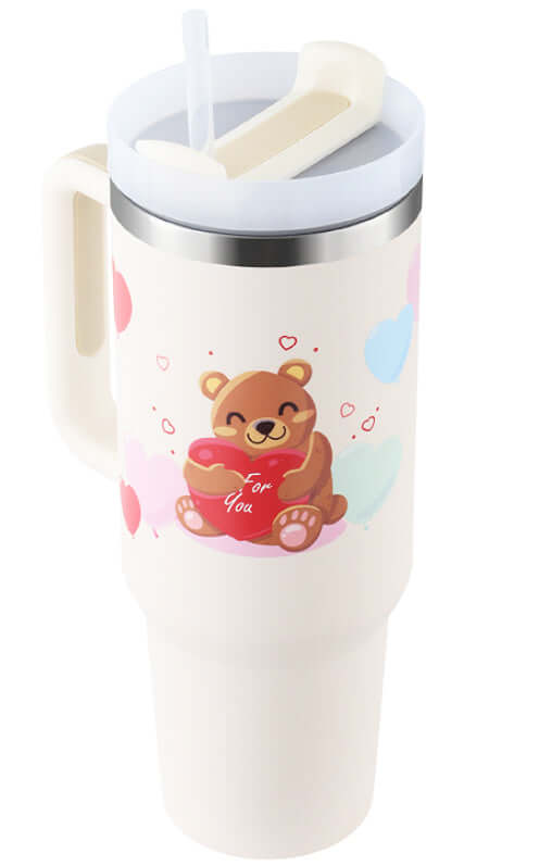 40oz Insulated Tumbler with Handle & Straw – Hot & Cold Drinkware