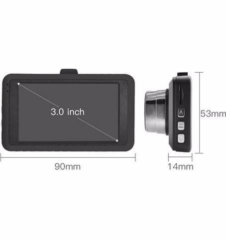 1080P wide-angle night vision dash cam dimensions, 3.0 inch display, compact design, ideal for car safety