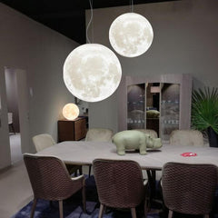 3D Moon Chandelier - Stylish LED Hanging Lamp