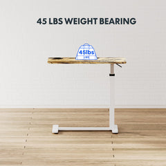 31X16inch Standing Rolling Desk With Hidden Wheels Side Table Adjustable Height OverBed Table Hospital Desk With Cup Holder, Computer Laptop Table For Home, Office, Outdoor, Classroom