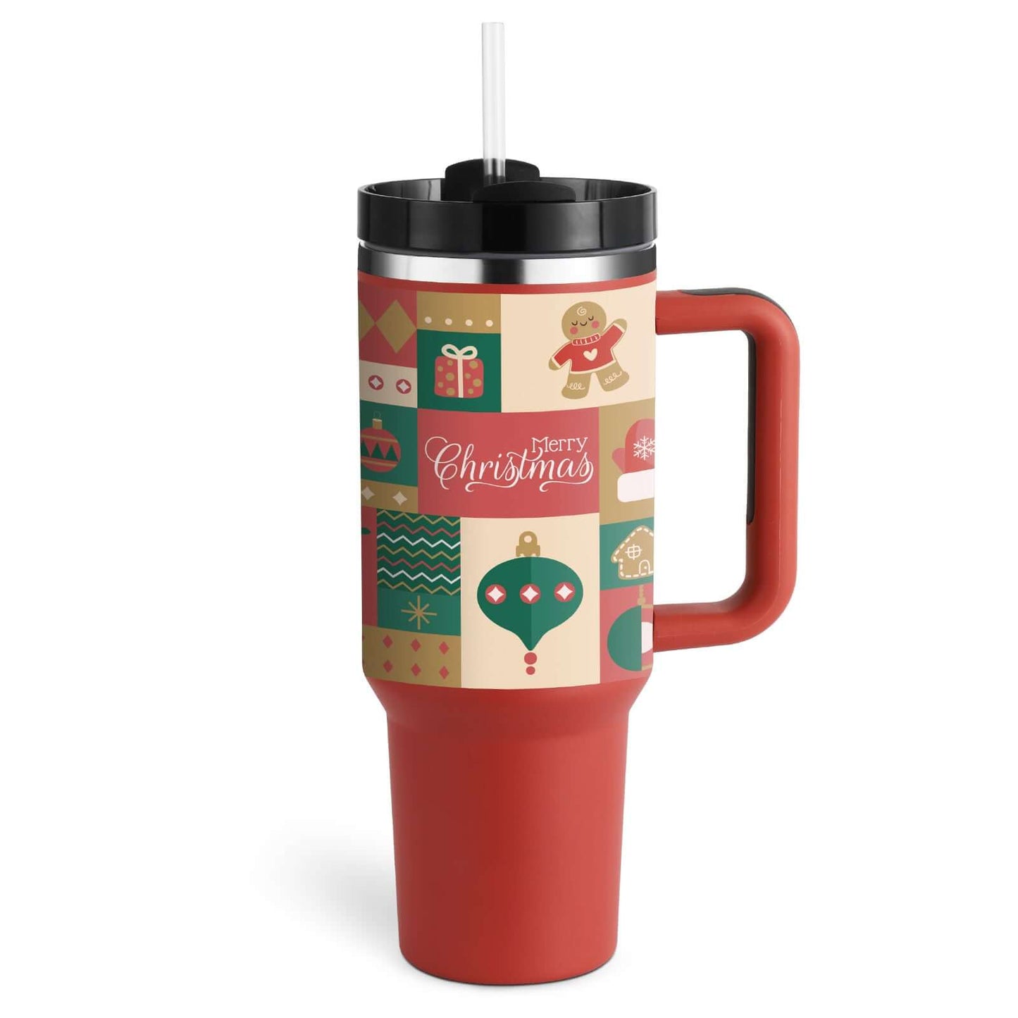 40oz Insulated Tumbler with Handle & Straw – Hot & Cold Drinkware