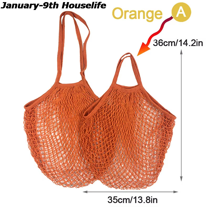 Reusable Grocery Produce Bags Cotton Mesh Ecology Market String Net Tote Bag Kitchen Fruits Vegetables Hanging Bag Home