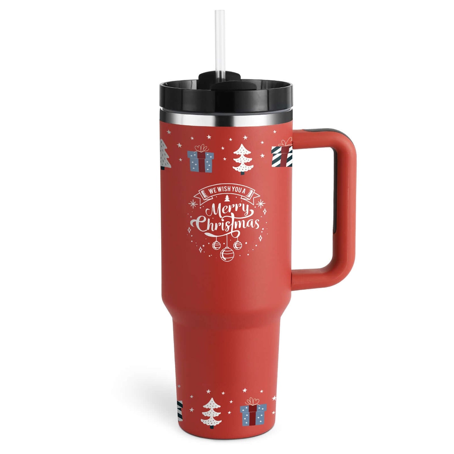 40oz Insulated Tumbler with Handle & Straw – Hot & Cold Drinkware