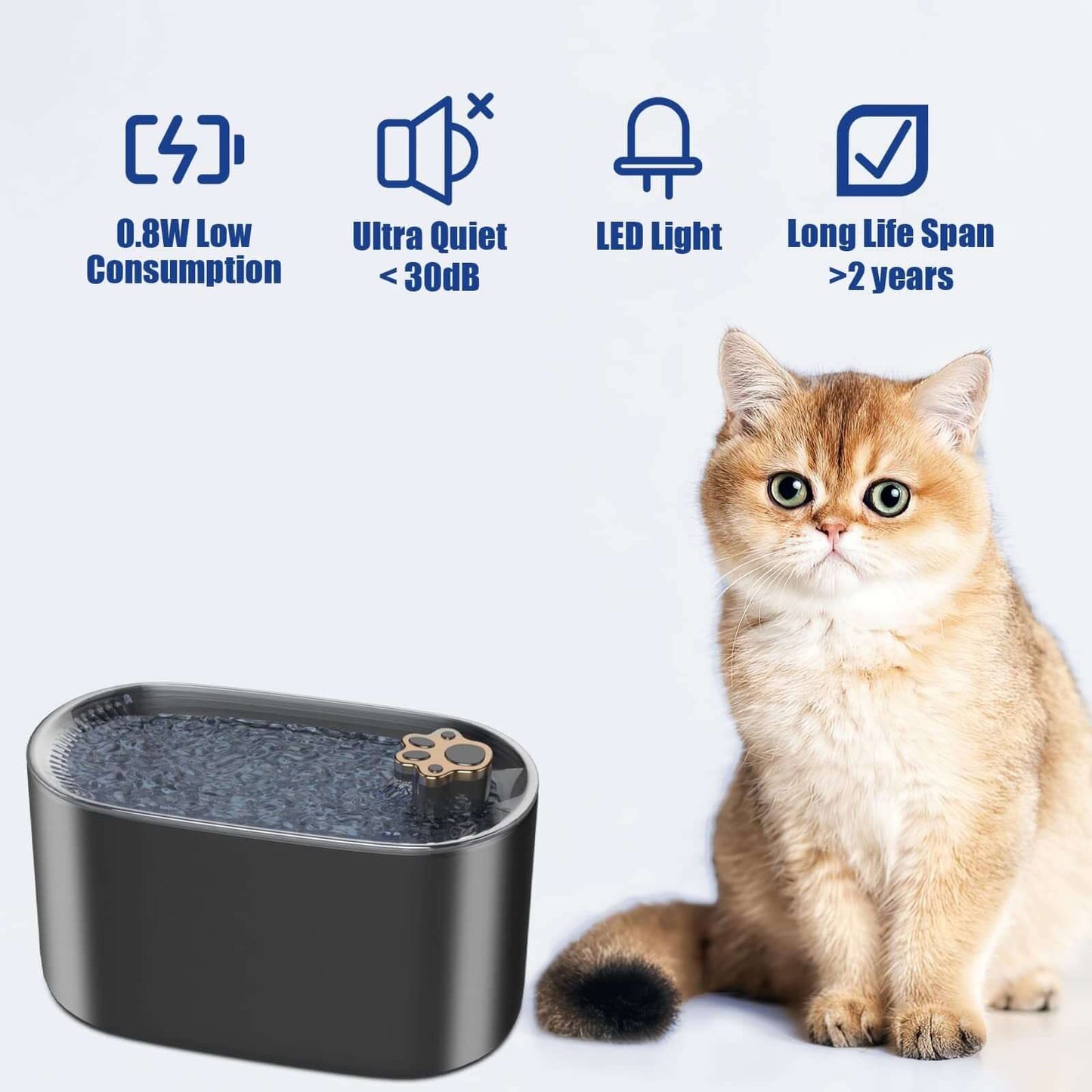3L Ultra-Quiet Pet Water Fountain with LED & Triple Filtration