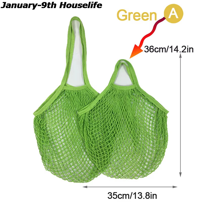 Reusable Grocery Produce Bags Cotton Mesh Ecology Market String Net Tote Bag Kitchen Fruits Vegetables Hanging Bag Home