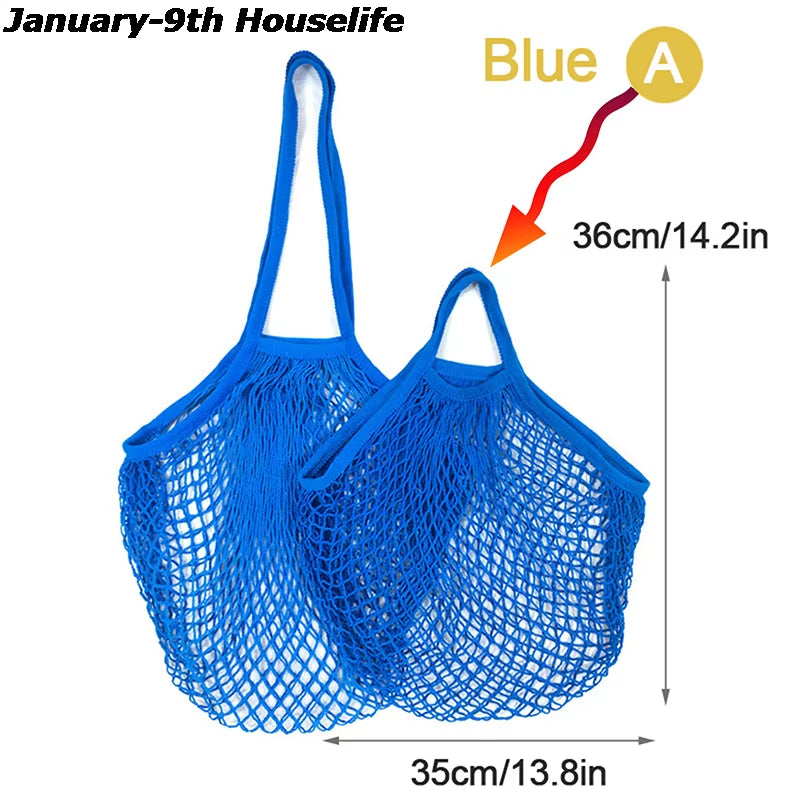 Reusable Grocery Produce Bags Cotton Mesh Ecology Market String Net Tote Bag Kitchen Fruits Vegetables Hanging Bag Home