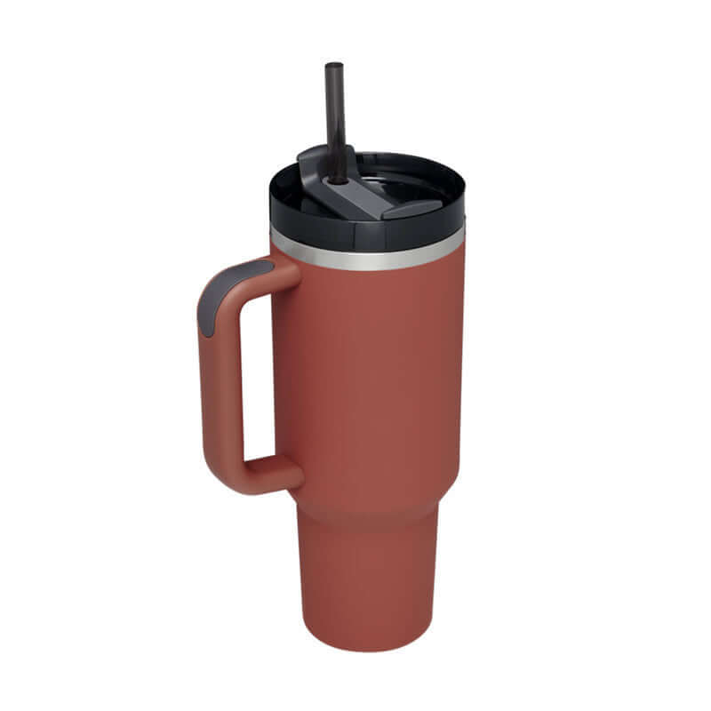 40oz Insulated Tumbler with Handle & Straw – Hot & Cold Drinkware