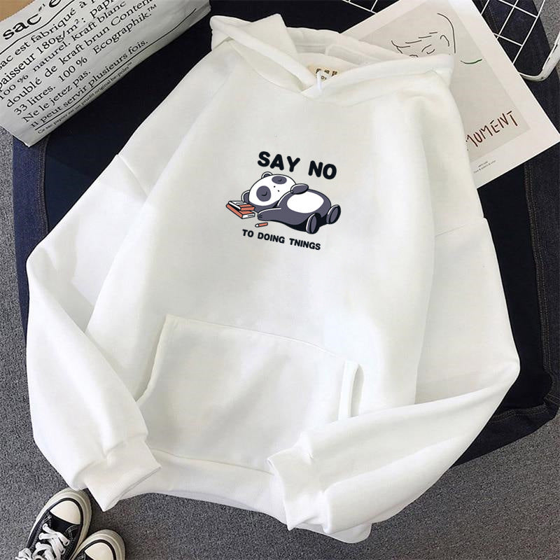 Hooded Plus Fleece Panda Sweater Women's Casual Loose Top