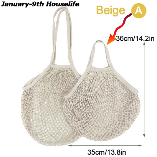 Reusable Grocery Produce Bags Cotton Mesh Ecology Market String Net Tote Bag Kitchen Fruits Vegetables Hanging Bag Home
