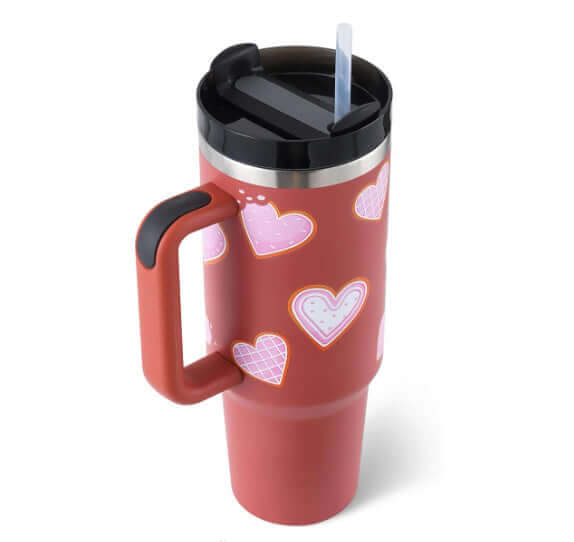 40oz Insulated Tumbler with Handle & Straw – Hot & Cold Drinkware