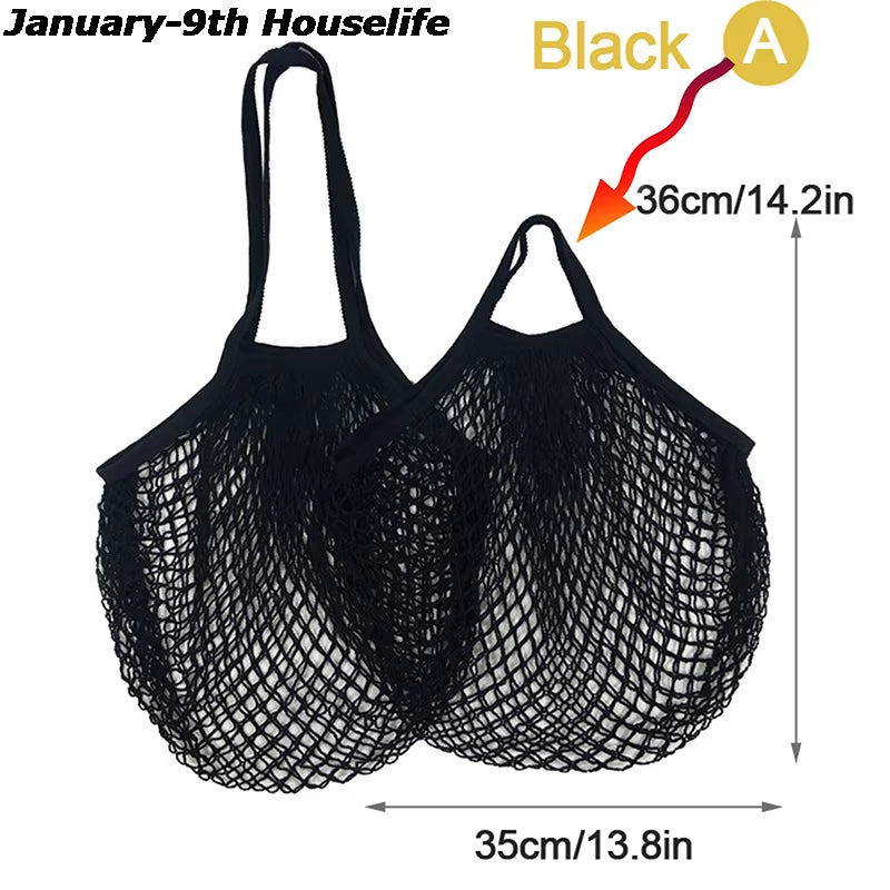 Reusable Grocery Produce Bags Cotton Mesh Ecology Market String Net Tote Bag Kitchen Fruits Vegetables Hanging Bag Home