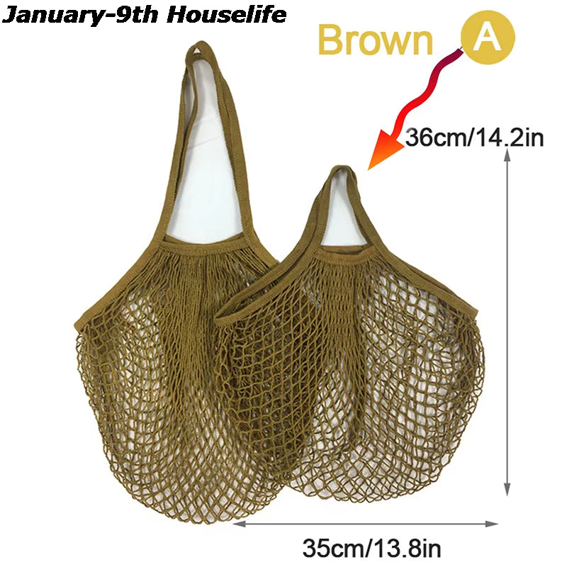 Reusable Grocery Produce Bags Cotton Mesh Ecology Market String Net Tote Bag Kitchen Fruits Vegetables Hanging Bag Home