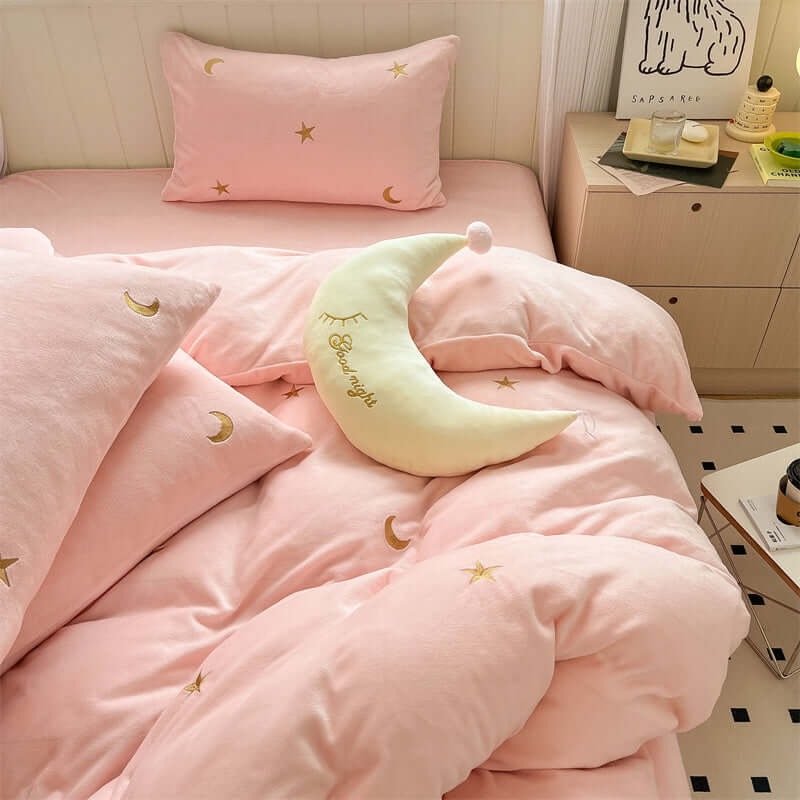 Milk Velvet Four Piece Set Of Healing Princess Style Double Sided Velvet Coral Velvet Bed Sheets