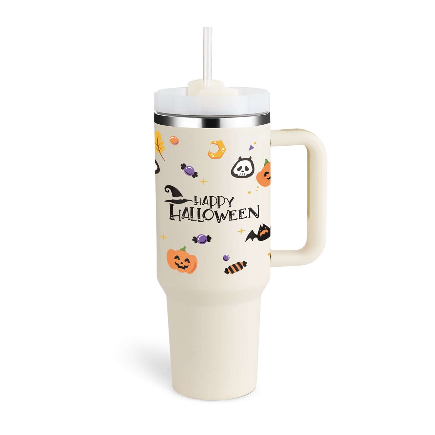 40oz Insulated Tumbler with Handle & Straw – Hot & Cold Drinkware
