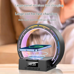 4 In 1 Wireless Bluetooth-compatible Speaker Charging Pad Bedside Lamp With Alarm Clock Wake-Up Light For Bedroom Support USB Drive TF Card