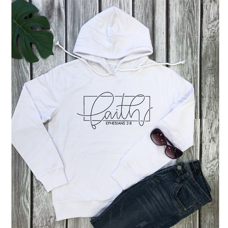Women's Alphabet Hooded Pocket Sweatshirt