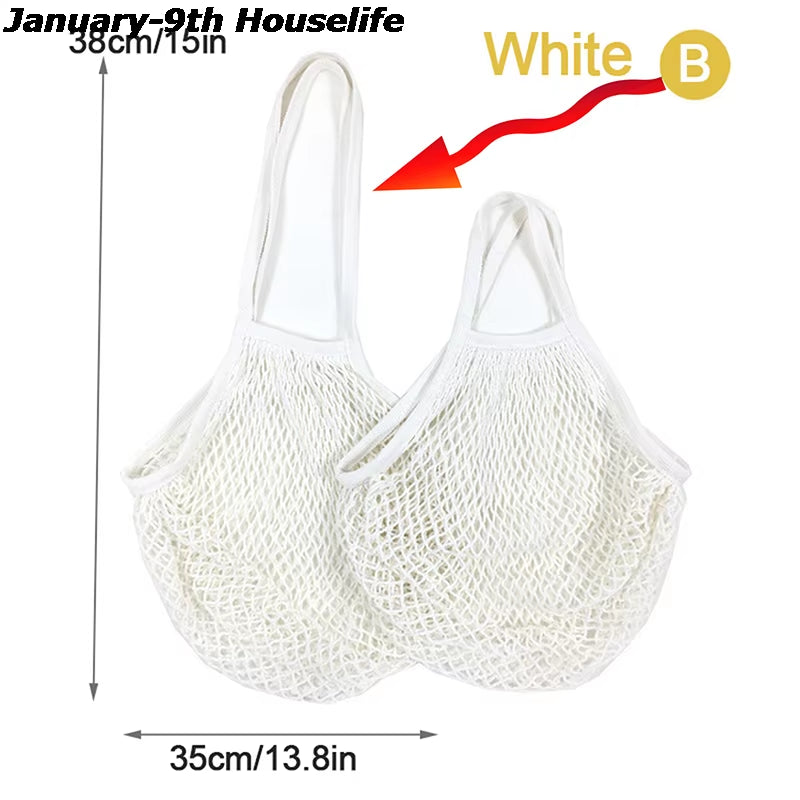 Reusable Grocery Produce Bags Cotton Mesh Ecology Market String Net Tote Bag Kitchen Fruits Vegetables Hanging Bag Home