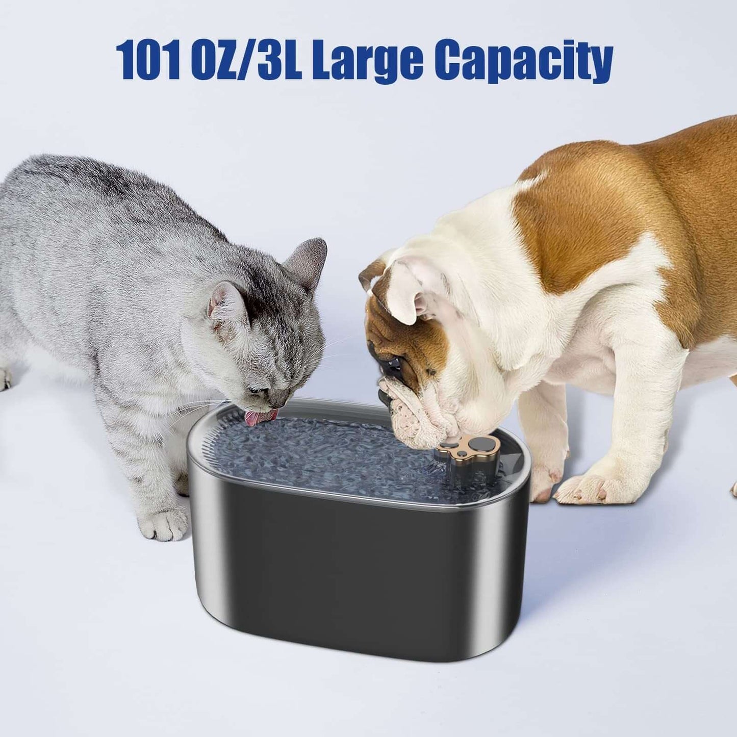 3L Ultra-Quiet Pet Water Fountain with LED & Triple Filtration