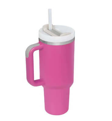 40oz Insulated Tumbler with Handle & Straw – Hot & Cold Drinkware