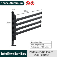 Advanced Black New Rotating Towel Rack Bath Towel Rack For Convenient Storage Without Punching Hanging Rod