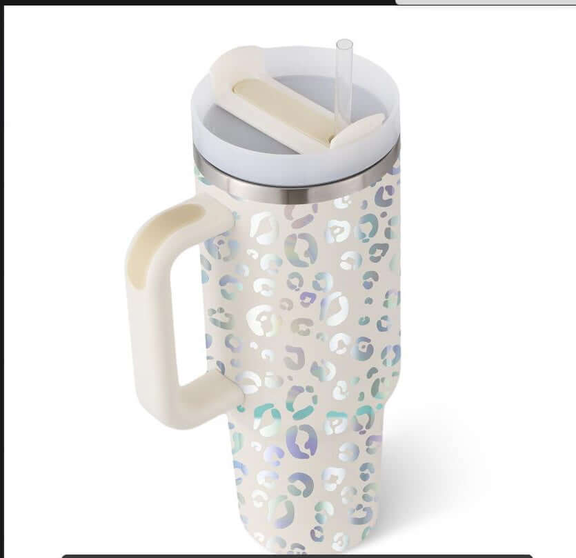 40oz Insulated Tumbler with Handle & Straw – Hot & Cold Drinkware